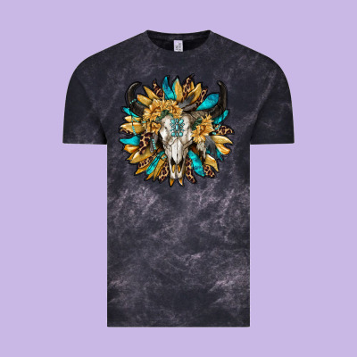 Bull Skull With Sunflower Vintage Tee Designed By Ranaportraitstore