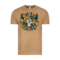 Vintage Camel bull skull with sunflower Vintage Tee - RanaPortraitStore
