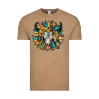 Vintage Coffee bull skull with sunflower Vintage Tee - RanaPortraitStore