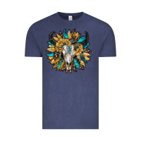 Vintage Denim bull skull with sunflower Vintage Tee - RanaPortraitStore