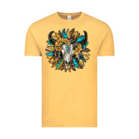 Vintage Mustard bull skull with sunflower Vintage Tee - RanaPortraitStore