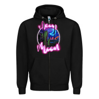 Black neon moon Zipper Hoodie - JahusDesignShop
