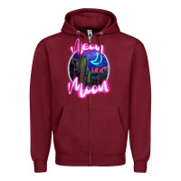 Burgundy neon moon Zipper Hoodie - JahusDesignShop