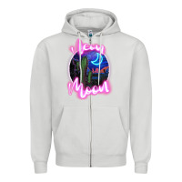 Dove Grey neon moon Zipper Hoodie - JahusDesignShop