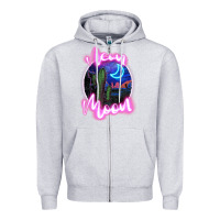 Heather Grey neon moon Zipper Hoodie - JahusDesignShop