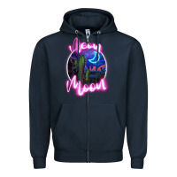 Navy neon moon Zipper Hoodie - JahusDesignShop