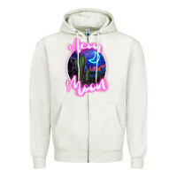 Oatmeal Heather neon moon Zipper Hoodie - JahusDesignShop