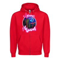 Red neon moon Zipper Hoodie - JahusDesignShop