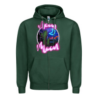 Sports Green neon moon Zipper Hoodie - JahusDesignShop