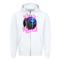 White neon moon Zipper Hoodie - JahusDesignShop