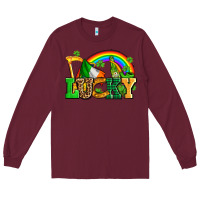 Burgundy lucky with st patricks elements Long Sleeve Tee - AdoDesignShop