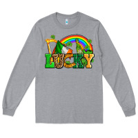 Heather Grey lucky with st patricks elements Long Sleeve Tee - AdoDesignShop