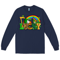 Navy lucky with st patricks elements Long Sleeve Tee - AdoDesignShop