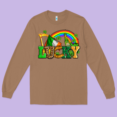 Lucky With St Patricks Elements Long Sleeve Tee Designed By Adodesignshop