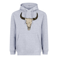 Heather Grey cow skul Heavyweight Hoodie - MaliasSmallBusiness