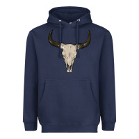 Navy cow skul Heavyweight Hoodie - MaliasSmallBusiness