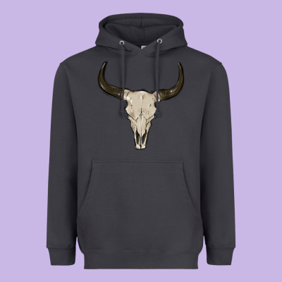 Cow Skul Heavyweight Hoodie Designed By Maliassmallbusiness