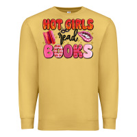 Antique Gold hot girls read books Premium Sweatshirt - MaliasSmallBusiness