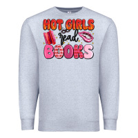 Heather Grey hot girls read books Premium Sweatshirt - MaliasSmallBusiness