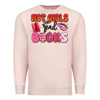 Pale Pink hot girls read books Premium Sweatshirt - MaliasSmallBusiness
