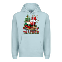 Blue Mist Teacher With Christmas Tree Premium Hoodie - BundleAndBundleShop