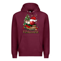 Burgundy Teacher With Christmas Tree Premium Hoodie - BundleAndBundleShop