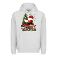 Dove Grey Teacher With Christmas Tree Premium Hoodie - BundleAndBundleShop
