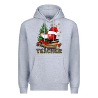 Heather Grey Teacher With Christmas Tree Premium Hoodie - BundleAndBundleShop