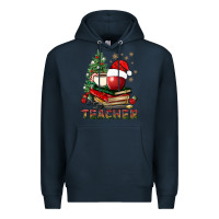 Navy Teacher With Christmas Tree Premium Hoodie - BundleAndBundleShop