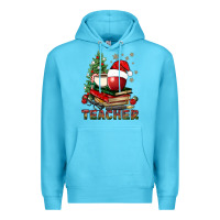 Ocean Blue Teacher With Christmas Tree Premium Hoodie - BundleAndBundleShop