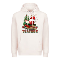 Pale Pink Teacher With Christmas Tree Premium Hoodie - BundleAndBundleShop
