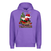 Purple Teacher With Christmas Tree Premium Hoodie - BundleAndBundleShop