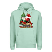 Seafoam Teacher With Christmas Tree Premium Hoodie - BundleAndBundleShop