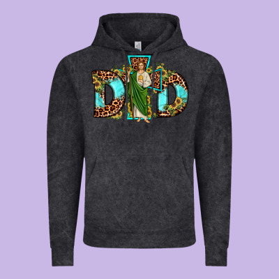 Dad San Judas Sunflower Leopard Turquoise Vintage Hoodie Designed By Jahusdesignshop