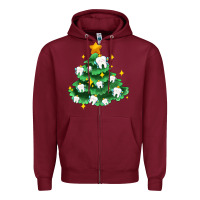 Burgundy Christmas tree with teeth Zipper Hoodie - AdoDesignShop