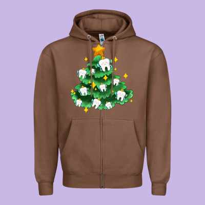 Christmas Tree With Teeth Zipper Hoodie Designed By Adodesignshop