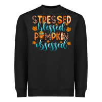 Black stressed blessed pumpkin obsessed Heavyweight Sweatshirt - Zillion Design Studio