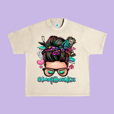 Small Business Messy Bun Urban Heavy Tee Designed By Zillion Design Studio