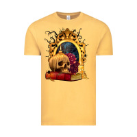 Vintage Mustard Halloween Skull Candles and Roses Vintage Tee - texasbilliewilder