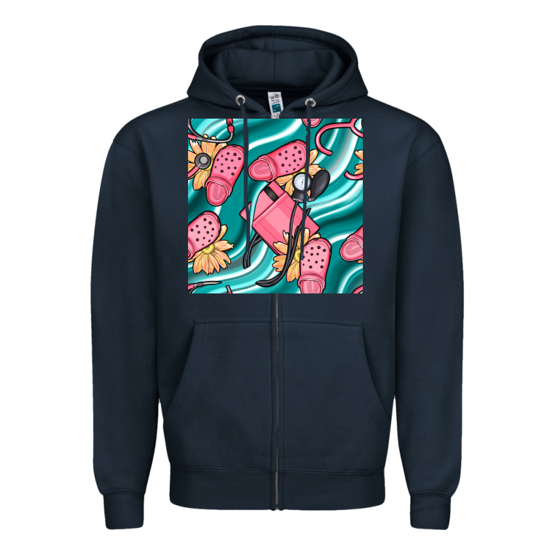 Nurse Slippers Seamless Pattern Zipper Hoodie by BundleAndBundleShop | Teevron