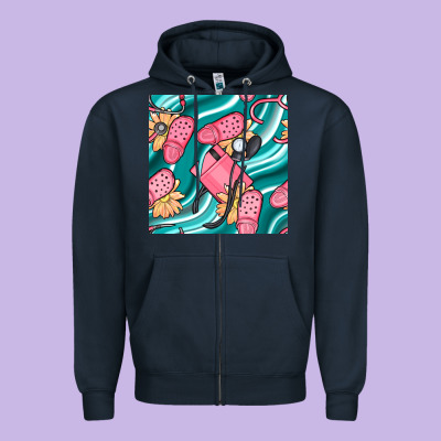Nurse Slippers Seamless Pattern Zipper Hoodie Designed By Bundleandbundleshop