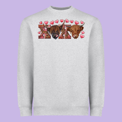 Xoxo Highland Cows Heavyweight Sweatshirt Designed By Ranaportraitstore