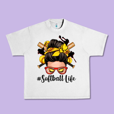 Softball Life Messy Bun Urban Heavy Tee Designed By Zillion Design Studio