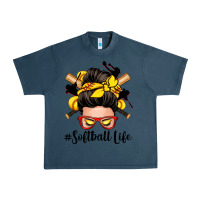 Midnight Navy softball life messy bun Urban Heavy Tee - Zillion Design Studio