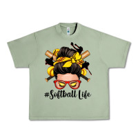 Oil Green softball life messy bun Urban Heavy Tee - Zillion Design Studio
