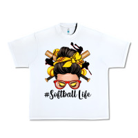 White softball life messy bun Urban Heavy Tee - Zillion Design Studio