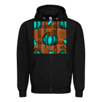 Black turquoise pumpkin plaid seamless pattern Zipper Hoodie - BundleAndBundleShop