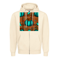 Sandshell turquoise pumpkin plaid seamless pattern Zipper Hoodie - BundleAndBundleShop