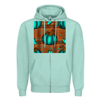 Seafoam turquoise pumpkin plaid seamless pattern Zipper Hoodie - BundleAndBundleShop