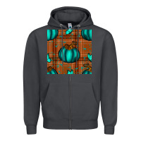 Smoke turquoise pumpkin plaid seamless pattern Zipper Hoodie - BundleAndBundleShop